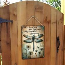 1PC Tin Sign 2D Flat, Dragonfly With Inspirational Quote, Those We Love Do Not Go Away, Vintage Garden Art, Rustic Wall Decor, Perfect For Living Room Or Garden, 8x12 Inches/ 20x30 Cm - 8x12 inch/20x30cm-1 cái - Xem 6