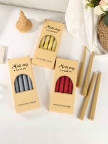 2025新款渐变色蜡烛套装，4支/盒，欧美风格长蜡烛，适合家居装饰、浪漫约会、婚礼派对、慵懒下午茶，无香蜡烛，设计师特别配色方案，礼盒包装，是馈赠亲朋好友的理想礼物，适合任何节日和季节，是生日、毕业等场合的完美礼物。 - 彩色 - 查看 11