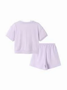 Bộ đồ 2 mảnh cho bé gái, Bộ đồ mùa hè sành điệu - hồng tím - Xem 5