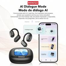 MINISO X30 AI Open-Ear Translation Earbuds | 135 Languages Translation, Touch Screen, Ergonomic Design, Long Battery Life, High-Definition Sound Quality, Built-In Microphone, USB Charging, Suitable For Office, Travel, And Learning - Black X30 AI - View 3