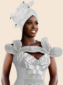 Élégante pièce pour cheveux rétro en fleurs, maille, plumes et organza, chapeau de décoration polyester unicolore adapté pour tous les jours, décontracté, soirée, mariage, vacances, printemps/été/automne/hiver