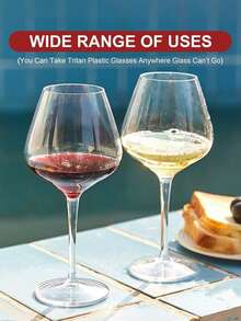 MICHLEY 2/4/6个装漂浮塑料酒杯，不易碎透明杯，Tritan塑料材质，可放入洗碗机清洗，适合露营、聚会、父亲节礼物 - 透明 - 查看 4