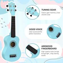 21 Inch Soprano Ukulele,Professonial Ukele  With Gig Bag, Picks,Extra Strings - 淺藍色 - 查看 3