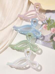 4 件套女孩甜美电镀彩色果冻糖果色丝带蝴蝶结发夹，适合海滩和户外，春夏发夹爪夹发夹发夹发夹发夹，休闲秋冬发饰女士度假装