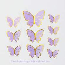 30 件蝴蝶蛋糕装饰，适用于婴儿洗礼派对，蝴蝶形蛋糕装饰，适用于生日、毕业装饰、婚礼、房间装饰、派对回礼、单身派对装饰、生日装饰 - 紫色 - 查看 6