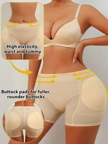 Women's Padded Butt Lift Shaping Panties Tummy Control Shapewear With Fake Ass Valentine's Day Wedding Couple - Apricot - View 4