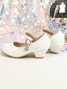 Girls Solid Color Dress Shoes High Heels, New Spring Autumn Korean Style Children Party Shoes