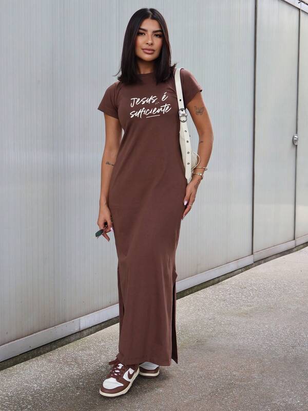 Vestido Longo Algodão Jesus é Sufuciente Evangelico Crista