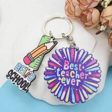 1 件创意教师节铅笔尺子木质标签钥匙扣，休闲时尚仿尺子铅笔装饰字母烟花木质钥匙扣，学校风格返校礼物，适合老师和同学的汽车配件包饰背包 - 彩色 - 查看 5