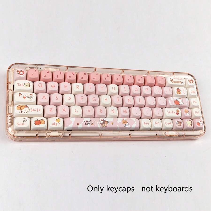 Happy Dog Keycaps, Blue Cute Cartoon MOA Hot Sublimation 75/98 Key Full Set Mechanical Keyboard Caps