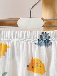 Bộ 2 món áo vest cổ tròn in họa tiết khủng long dễ thương cho bé trai sơ sinh mùa hè và quần short họa tiết khủng long toàn thân - trắng - Xem 4