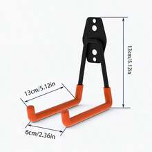 重型钢制车库储物挂钩，带防滑涂层；实用的壁挂式挂钩，用于悬挂自行车、梯子和园艺工具；黑橙色，1 件/2 件橙色，黑色