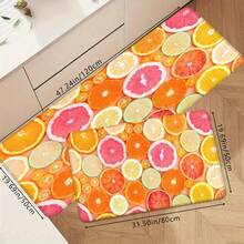 1 件夏季新鲜橙子和柠檬片水果印花门垫，柔软防滑吸水可机洗矩形短绒地毯，家居装饰地毯，适用于浴室、卧室、厨房、洗衣房 - 彩色 - 查看 2