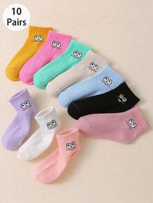 10 Paar Kindersocken Set, niedliches Augen Ausdrucks Kombidesign, bequem & atmungsaktiv, modisch & vielseitig, geeignet für den täglichen Gebrauch und Sport, für Schüler.