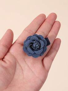 6pcs Cowboy Camellia Hair Clips For Girls Exquisite Flower Hairpins For Daily Wear - Multicolor - View 5