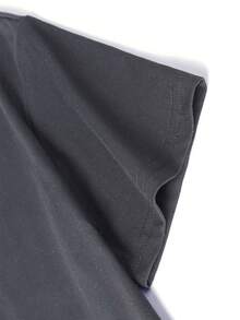 Tween Girl Casual Funny Print Round Neck Short Sleeve T-Shirt, Summer Top - Dark Grey - View 7