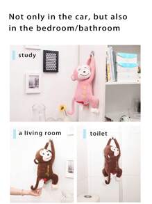 1pc Paper Towel Box For Both Home And Car, Car Mounted Cartoon Storage, Car Interior Decoration, Cute Children's Monkey Paper Towel Draw