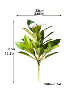 1 pieza de 21 cm a 40 cm de altura, Plantas artificiales tropicales de azalea, rama de árbol de caucho falso, hojas de magnolia de plástico verde con tacto real de seda para decoración del hogar, jardín, boda y balcón, sin maceta