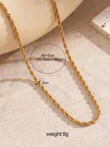 Set Kalung dan Gelang Rantai Pilin Warna Emas Anti Pudar, Tahan Air, dan Terbuat dari Baja Tahan Karat, Cocok untuk Pemakaian Sehari-hari Wanita - Yellow Gold - View 5