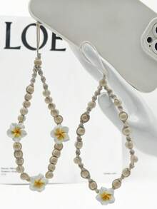 1 件夏日度假风格手工陶瓷花串珠木质手机壳配件、手机带、相机挂绳、耳机吊坠 - 彩色 - 查看 3