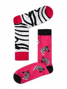 1 Pair Unisex Funny Zebra Pattern Crew Socks - Multicolor - View 5