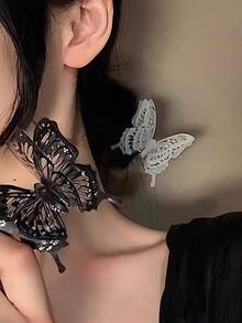 2 件套精致高端蝴蝶亚克力发夹，优雅侧发饰品爪夹发夹发夹 - 彩色 - 查看 3