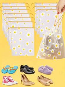 10pcs Clear Plastic Storage Bag Large Shoes Storage Organizer Portable Travel Shoe Packaging Bag Waterproof Shoe Bag Drawstring Shoe Bag Organizer For Men And Women With Drawstring Waterproof Travel Storage Bags For Packing Dust Bags Modern Floral Pattern Travel Shoe Bag Travel Essentials Travel Organizer For Beach Summer Vacation Back To School