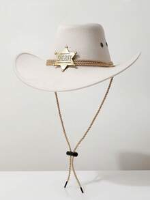 1 件男女通用可拆卸徽章西部牛仔帽，宽边巴拿马帽，适合西部主题活动、派对、订婚、角色扮演、毕业典礼、化妆舞会、节日、婚礼、生日、音乐节和休闲装 - 禮帽 - 查看 5