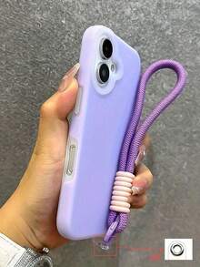 1 件果冻手机壳适用于 16、多巴胺果冻 15 液体硅胶镜头保护防震软手机壳适用于 14/13/12/17 系列 - 紫色+繩子 - 查看 4