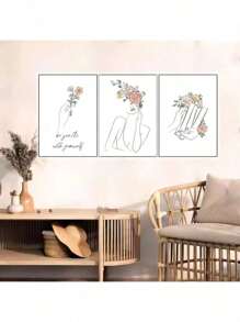 1/6PCS Optional Frame Posters Wall Arts Modern Abstract Minimalist Wall Art Posters Living Room Decor ,Wall Art With Frame