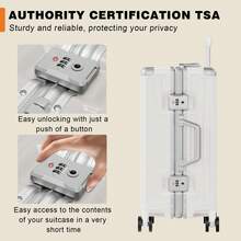Luggage Set 20+28 Inch 2 Piece Aluminum Frame , ABS+PC Hard Shell Lightweight Rolling Suitcase With Universal Wheels & TSA Lock For Travel & Business White - 白色 - 查看 7