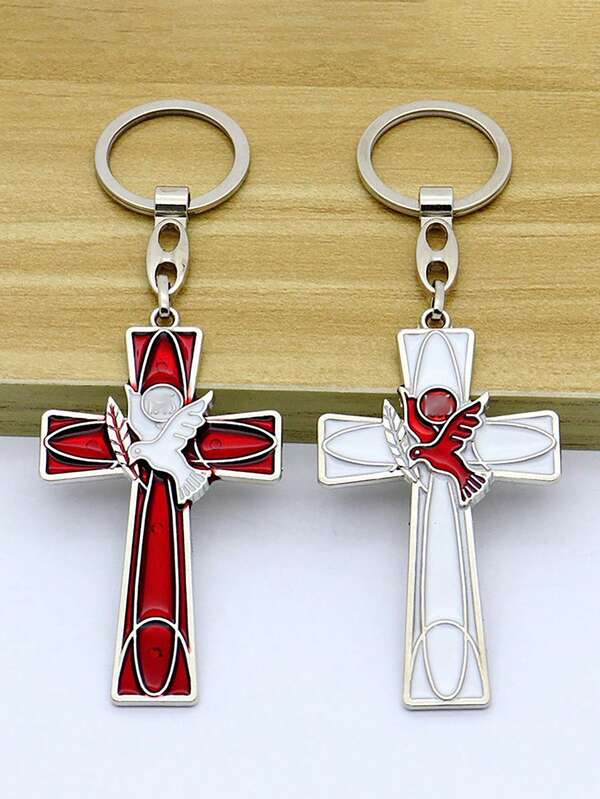 1 pièce Pendentif porte-clés croix créatif, décoration de porte-clés paix, pendentif de sac, cadeau pour camarade de classe, ami, famille, Saint-Valentin, anniversaire, accessoire de décoration de fête