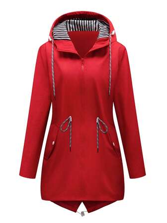 1pc Women's Thin Windbreaker Jacket, Outdoor Casual Sports Style Spring Jacket, Water-Resistant Fabric, Solid Color Lightweight Windproof Coat