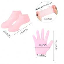2 stuks siliconen sokken en 2 stuks siliconen handschoenen, zachte gel-hydraterende handschoenen, spa-sokken, verzachten droge voeten, gebarsten hielen voetverzorging