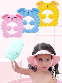 1pc Adjustable Children's Rabbit Ear Design Shower Cap, Shower Head Cover For Kids & Toddlers, Pink - Rabbit Pink (thickened) - View 1