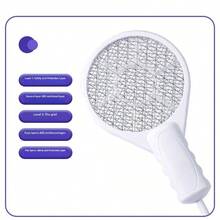 1 个 USB 供电苍蝇拍 - 三合一电击装置，配备五层网格，只杀蚊子不杀人，便携式杀虫器，适用于室内/室外露营、厨房、露台、汽车，小巧便携，节能，是必备的害虫防治工具。