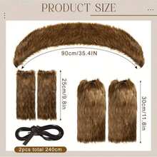 Set de 5 piezas Disfraz de caballero vikingo retro de peluche marrón, adecuado para Halloween, carnaval, cosplay - Marrón - Ver 3