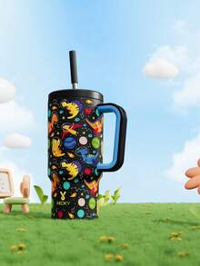 24oz Handled Insulated Tumbler, Vacuum Insulated Stainless Steel Travel Mug With Straw, Vacuum Insulated Water Bottle, Reusable Stainless Steel Water Bottle - Keeps Hot/Cold For Up To 24 Hours - Black - View 8