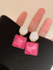 1 Pair Geometric Resin Rhinestone Earrings, Suitable For Daily Wear - Multicolor - View 10
