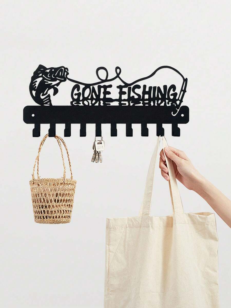 1pc Metal Key Holder With Cute Fish Design, Art Deco Style Wall Hanging Key Storage Rack With Hooks, Space Saving Organizer For Bedroom, Bathroom, Kitchen - No Electricity Needed Home Decor Back To School Room Decor School Supplies