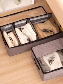 1pc/2pcs Transparent Divider Shoe Box Organizer For Underbed Storage, Dustproof And Space-Saving Shoe Storage Bin For Boots And Sneakers, Clear Lightweight Case With Removable Divider, Ideal For Dorm Rooms, Small Apartments, And Wardrobes; Keeps Footwear Dust-Free, Easily Stackable, Perfect For Seasonal Closets And Spring/Summer Rotations, Maximizes Closet Space, Quick Access And Neat Display - Grey - View 8