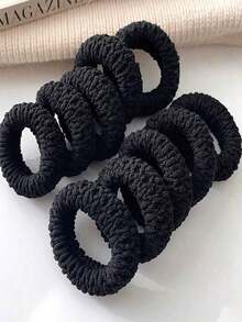 5/10 chiếc dây buộc tóc co giãn cao, bản rộng và dày, thích hợp cho kiểu tóc đuôi ngựa và các kiểu tóc hàng ngày, trang trí phòng tắm, mùa thu, mùa tựu trường. - Nhiều màu - Xem 9