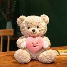 1pc Healing Angel Hugging Heart Teddy Bear Plush Doll, Creative Love Teddy Bear Soft Stuffed Doll, Cute Bear Plush Doll Suitable As Gift For Girlfriend, Birthday, Valentine's Day