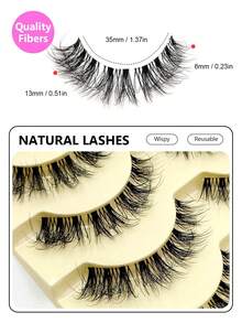 Asiteo 5 Pairs Cartoon Style Natural Fluffy & Lengthening Faux Mink Eyelashes - Transparent Band, Strip Lashes, Enhance Eye Makeup - 自然纖長款 - 查看 4