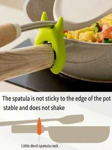 3pcs Silicone Kitchen Utensils Set - Spill-Proof Ladle, Pot Lid Holder, And Multi-Functional Spatula Rack, Random Color, Suitable For Home And Restaurant Kitchen