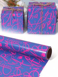 1 rolka fluorescencyjnego papieru do pakowania, fluorescencyjne litery papier do pakowania prezentów na ślub, urodziny, wieczór panieński, walentynki, dzień matki, przyjęcie świąteczne, bukiet kwiatów DIY - Niebieski Różowy - Zobacz 15