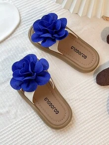 Comfortable Open Toe Slippers, Girls' Breathable Lightweight Beach Sandals, Suitable For Outdoor Activities - Blue - View 6