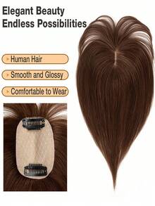 女士优雅手工假发，全真人发质，轻盈无缝，蓬松度增强器，隐形皇冠接发，适用于稀疏头发，直发造型，通用，女士稀疏人发假发，自然直发造型，增加蓬松度，遮盖白发 - S2 - 查看 3