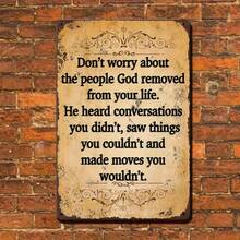 1PC Vintage Metal Sign, Motivational Quote, Do Not Worry About People God Removed, Inspirational Wall Art, Rustic Decor, Perfect For Living Room & Office, 8x12 Inches / 20x30 Cm - 8x12吋/20x30公分-1件 - 查看 3