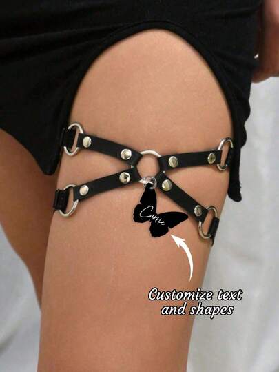 1 pieza Gargantilla personalizada con texto, corazón, estrella y mariposa en estilo oscuro y grunge, moda callejera, regalo de cumpleaños